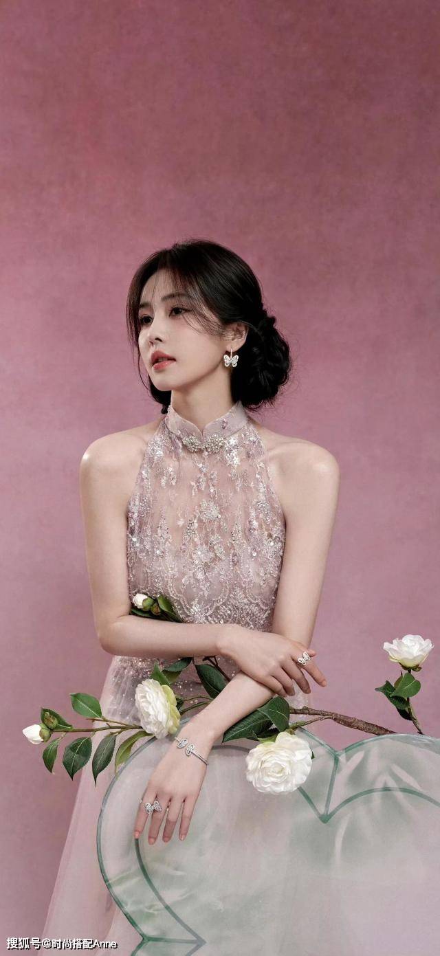 尚写真粉色蕾丝旗袍优雅迷人ky开元棋牌白鹿端午节时(图7)
